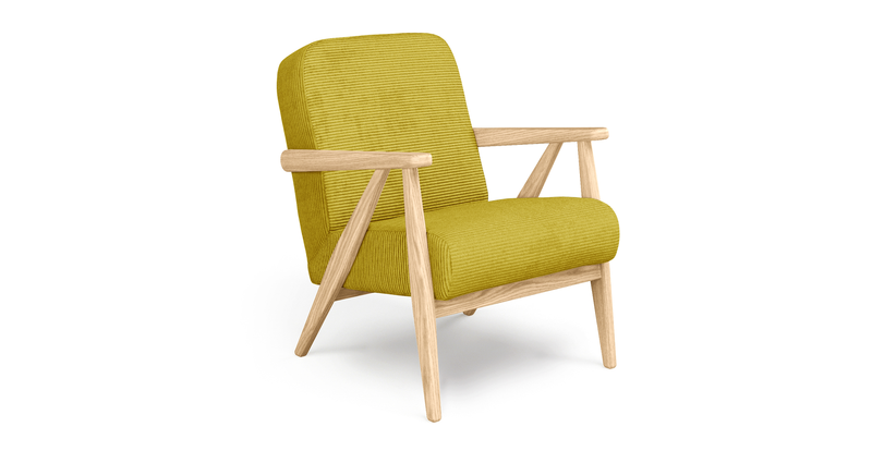 Levy oak accent chair - Cord velour