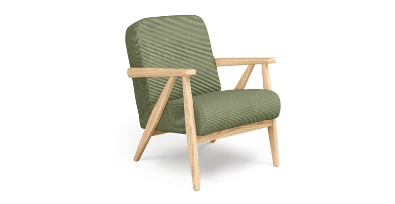 Levy oak accent chair - Cord velour