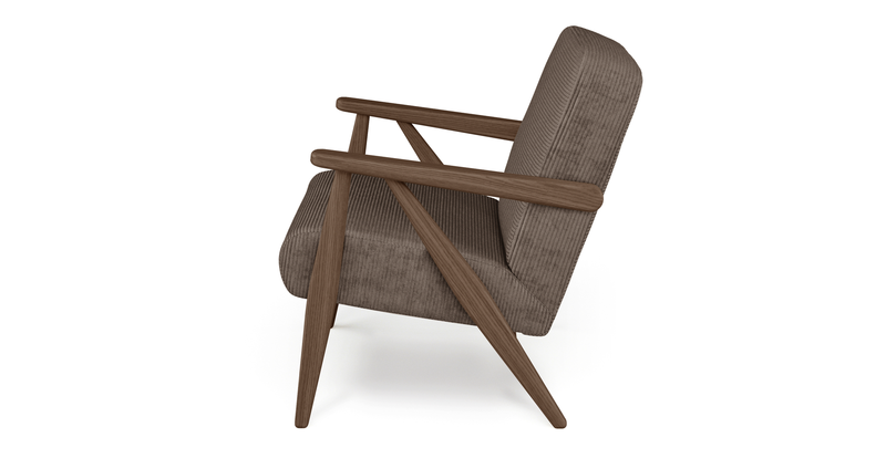 Levy oak accent chair - Cord velour