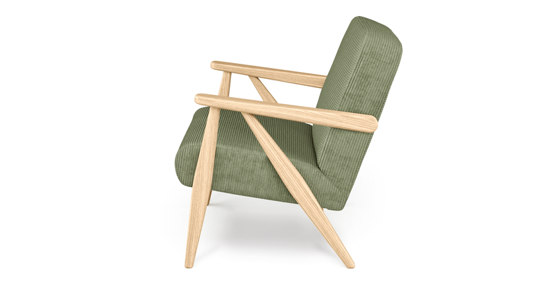 Levy oak accent chair - Cord velour