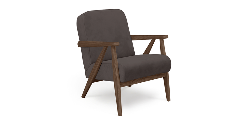 Levy oak accent chair - velvet