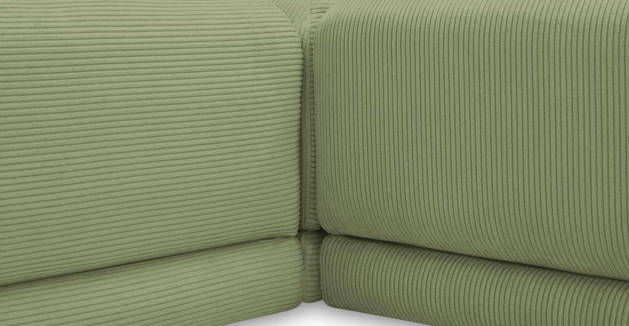 Carle 3-Sitzer Ohne Arm und Hocker - Cord Velours