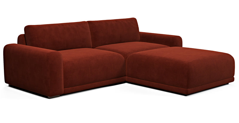 Carle 3-seater double arm and Ottoman - Cord velour