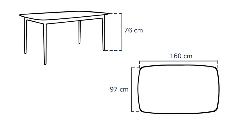 Lyno fixed dining table set (6-piece Roa) - Performance fabric