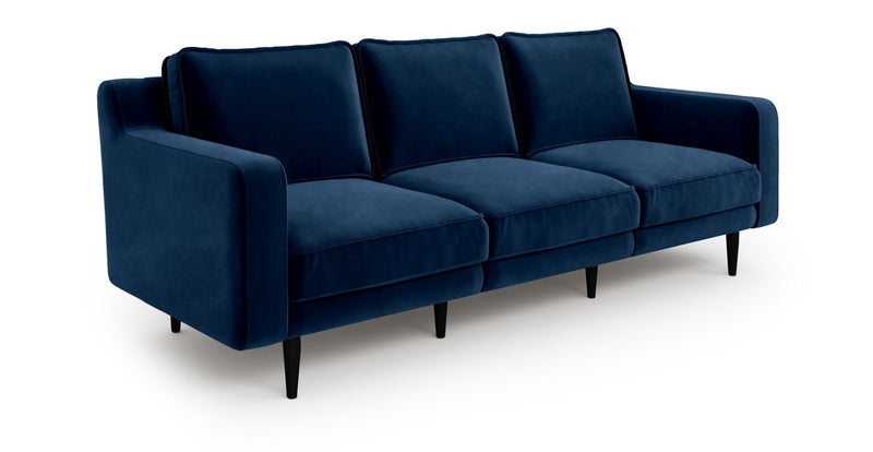 Klem Slim 3-Sitzer Modular Sofa Holzbein - Samt