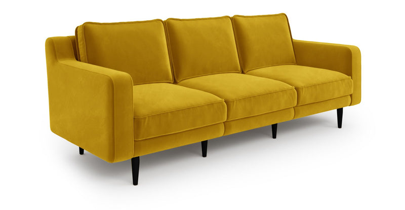 Klem Slim 3-Sitzer Modular Sofa Holzbein - Samt