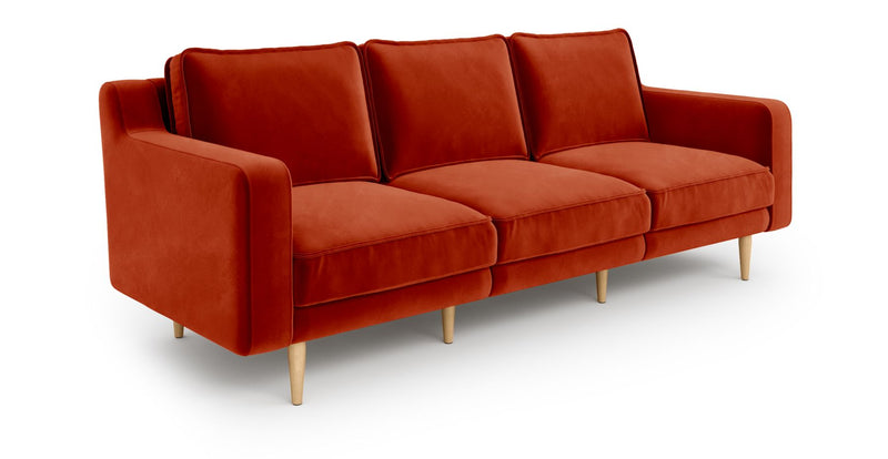 Klem Slim 3-Sitzer Modular Sofa Holzbein - Samt