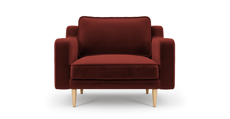 Klem Slim Armchair Large Wooden Leg - Velvet