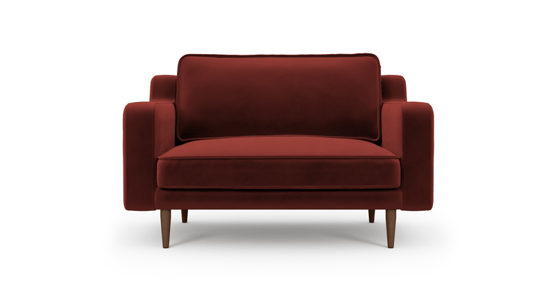 Klem Slim Loveseat Wooden leg - velvet