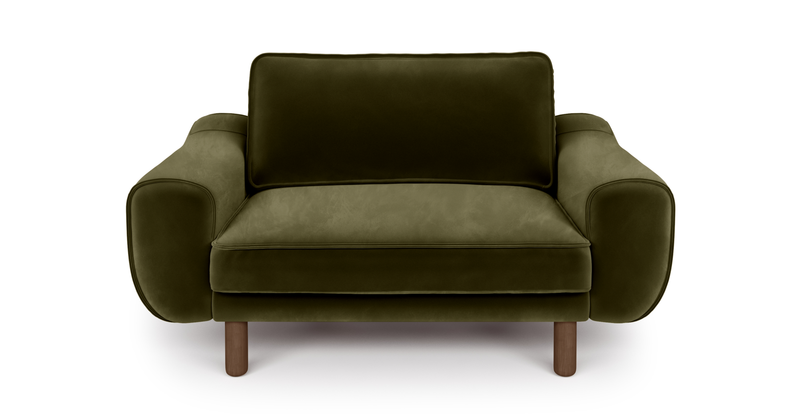 Klem Loveseat Cylindrical Wooden Leg - Velvet