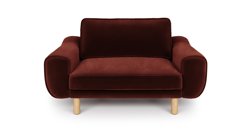 Klem Loveseat Cylindrical Wooden Leg - Velvet