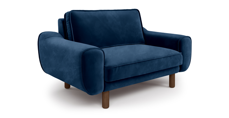 Klem Loveseat Cylindrical Wooden Leg - Velvet