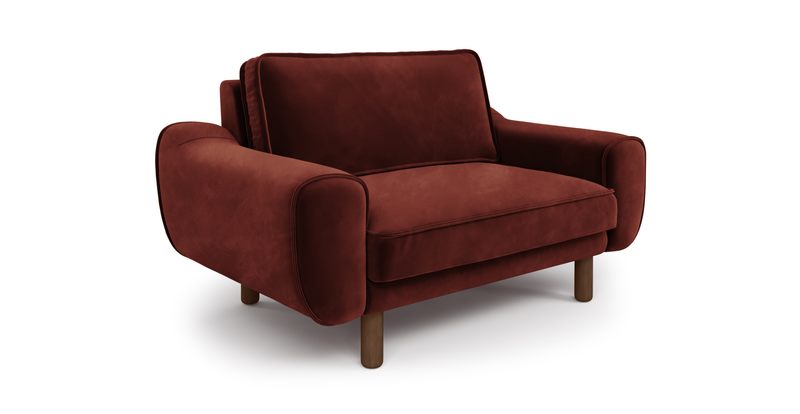 Klem Loveseat Cylindrical Wooden Leg - Velvet