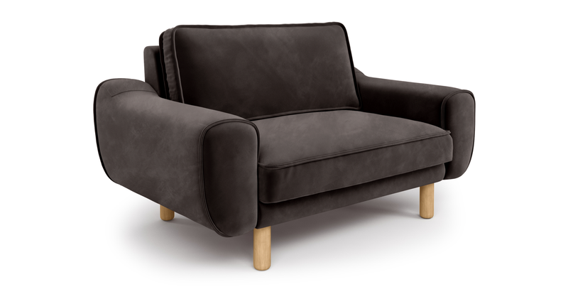 Klem Loveseat Cylindrical Wooden Leg - Velvet