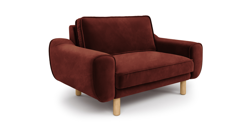 Klem Loveseat Cylindrical Wooden Leg - Velvet