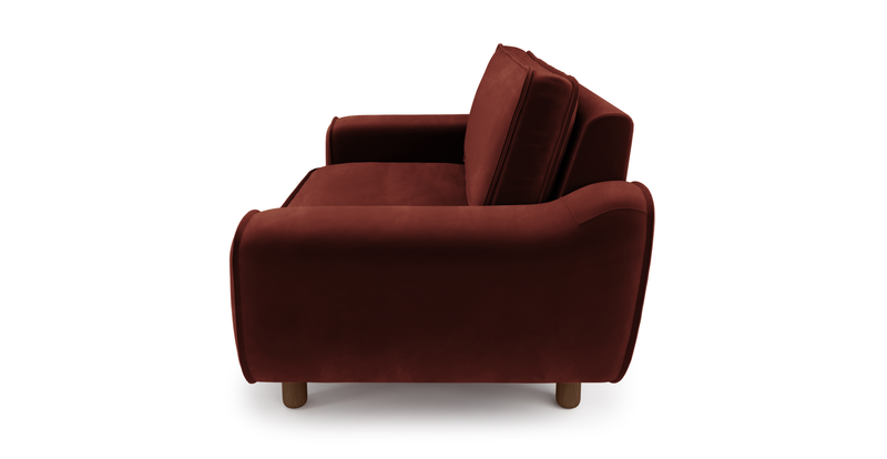 Klem Loveseat Cylindrical Wooden Leg - Velvet