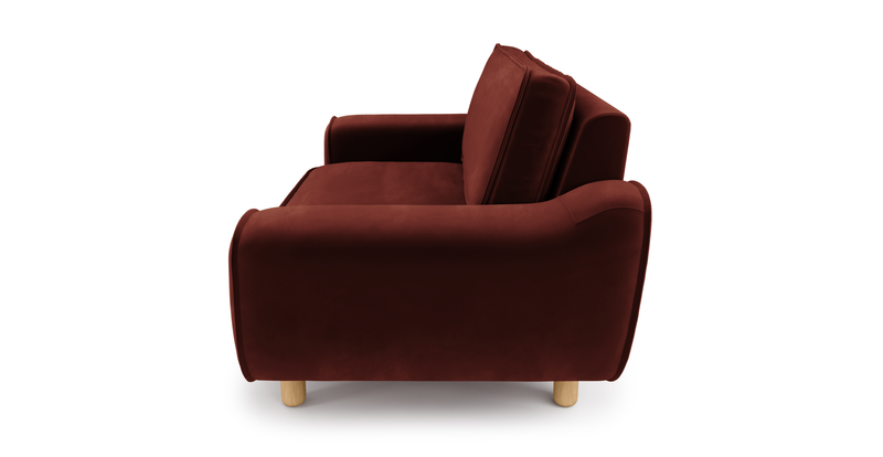 Klem Loveseat Cylindrical Wooden Leg - Velvet