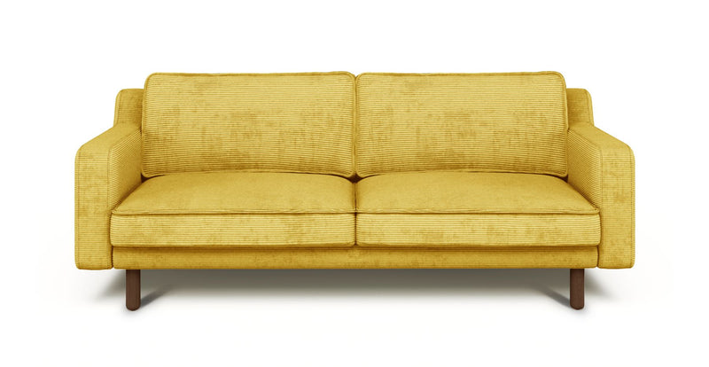 Klem Slim 3-Seater Sofa Cylindrical Wooden Leg - Cord Velour