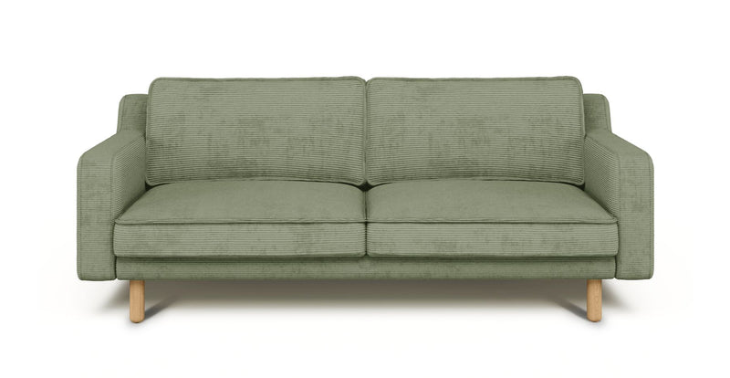 Klem Slim 3-Seater Sofa Cylindrical Wooden Leg - Cord Velour