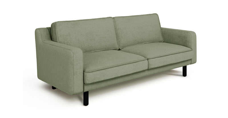 Klem Slim 3-Seater Sofa Cylindrical Wooden Leg - Cord Velour
