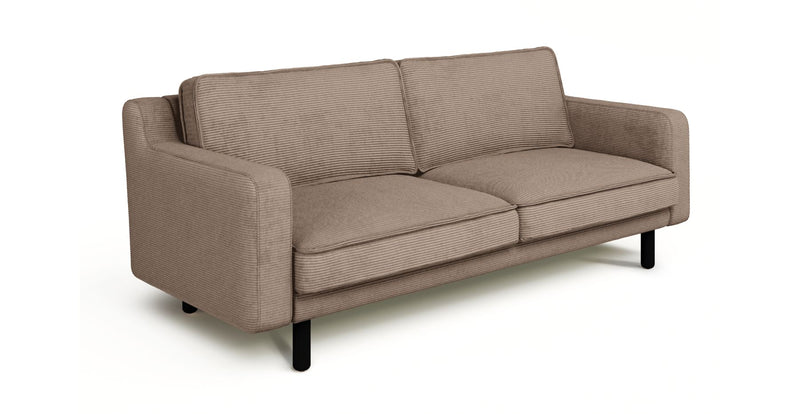 Klem Slim 3-Seater Sofa Cylindrical Wooden Leg - Cord Velour