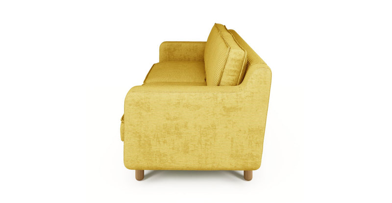 Klem Slim 3-Seater Sofa Cylindrical Wooden Leg - Cord Velour