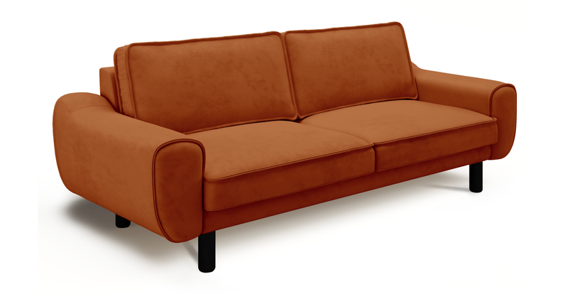 Klem 3-Sitzer Sofa Zylindrisch Holzbein - Gewebter Samt