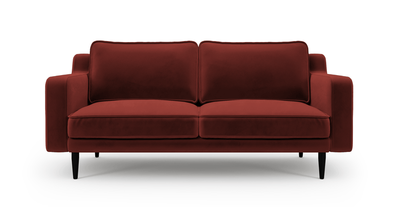 Klem Slim 2-Seater Sofa Wooden Leg - Velvet