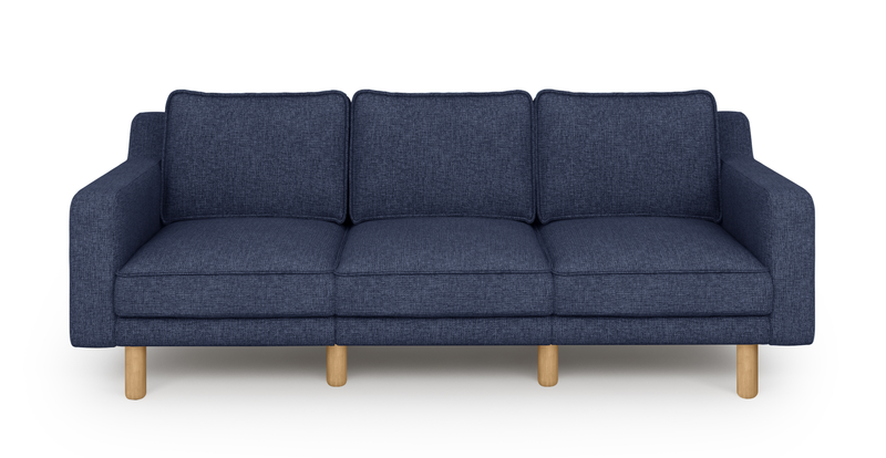 Klem Slim 3-Seater Modular Sofa Cylindrical Wooden Leg - Woven