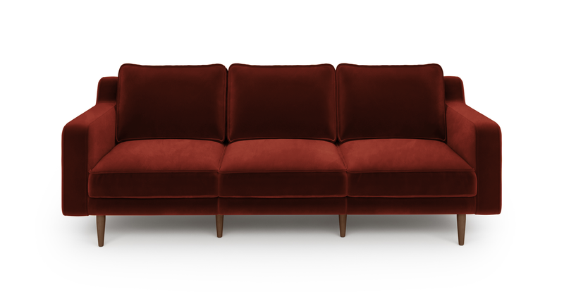 Klem Slim 3-Sitzer Modular Sofa Holzbein - Samt