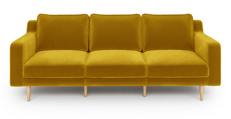 Klem Slim 3-Sitzer Modular Sofa Holzbein - Samt