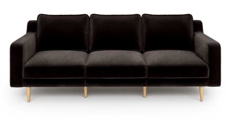 Klem Slim 3-Sitzer Modular Sofa Holzbein - Samt