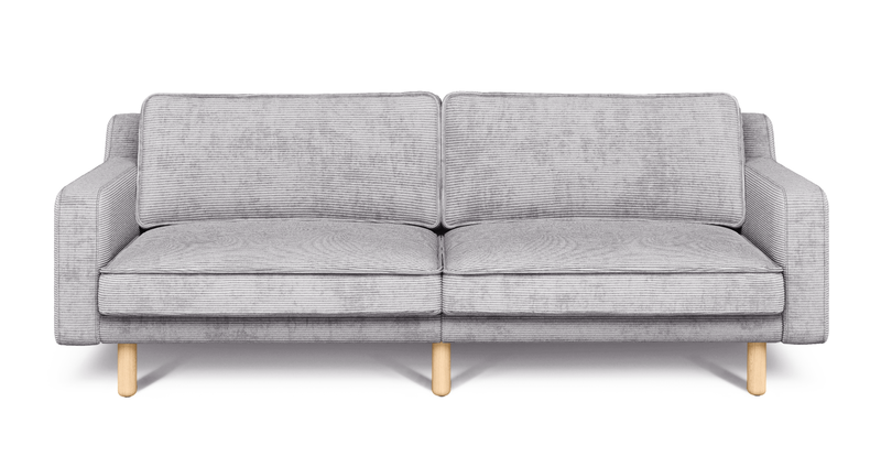 Klem Slim 3-Sitzer Sofa Groß Zylindrisch Holzbein - Cord Velours