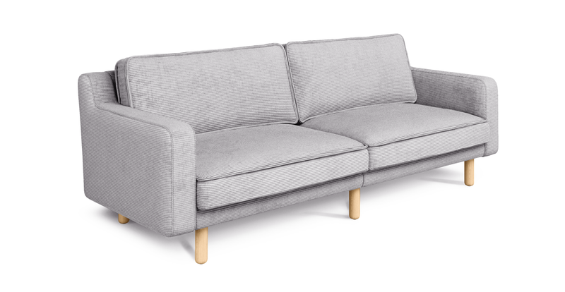 Klem Slim 3-Sitzer Sofa Groß Zylindrisch Holzbein - Cord Velours