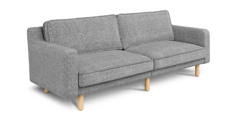 Klem Slim 3-Sitzer Sofa Groß Zylindrisch Holzbein - Naturgewebe