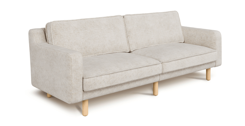 Klem Slim 3-Sitzer Sofa Groß Zylindrisch Holzbein - Naturgewebe
