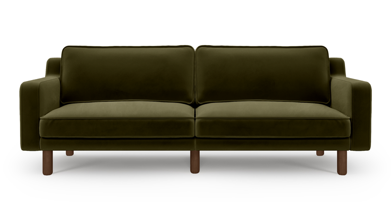 Klem Slim 3-Sitzer Sofa Groß Zylindrisch Holzbein - Samt