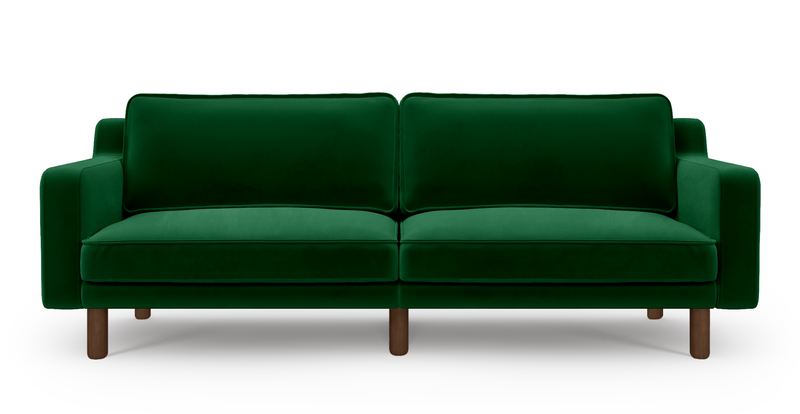 Klem Slim 3-Sitzer Sofa Groß Zylindrisch Holzbein - Samt