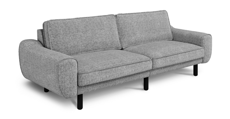 Klem 3 Seater Sofa Large Cylindrical Wooden Leg - Natural Fabric