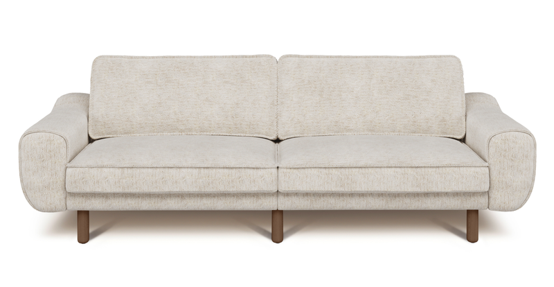 Klem 3 Seater Sofa Large Cylindrical Wooden Leg - Natural Fabric