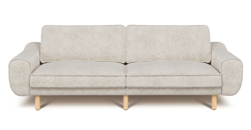 Klem 3-Sitzer Sofa Groß Zylindrisch Holzbein - Naturgewebe