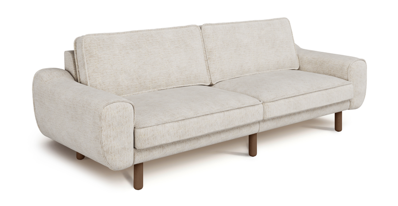 Klem 3 Seater Sofa Large Cylindrical Wooden Leg - Natural Fabric