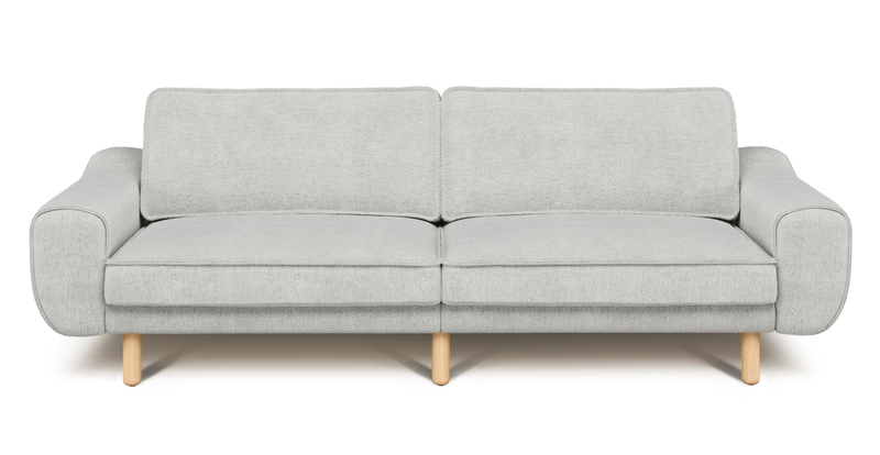 Klem 3 Seater Sofa Large Cylindrical Wooden Leg - Natural Fabric