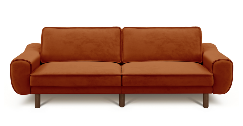 Klem 3-Sitzer Sofa Groß Zylindrisch Holzbein - Gewebter Samt