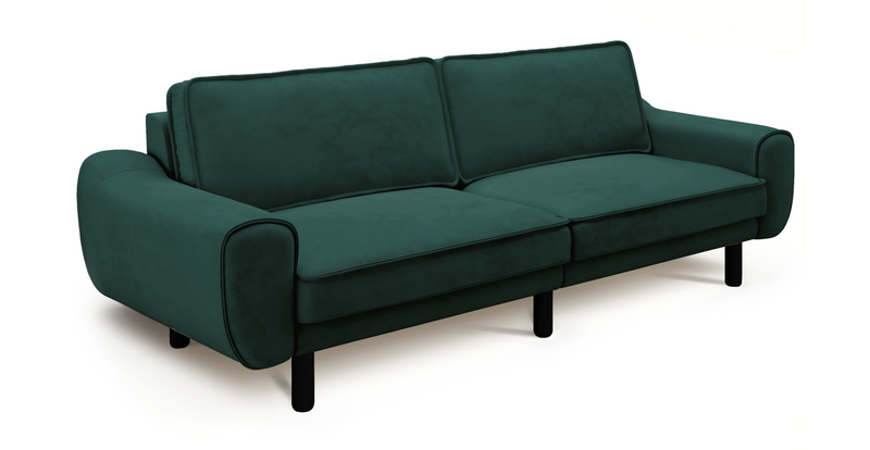 Klem 3-Sitzer Sofa Groß Zylindrisch Holzbein - Gewebter Samt