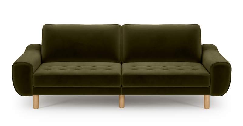 Modsy Bold 3-Sitzer Sofa Groß Zylindrisch Holzbein - Samt