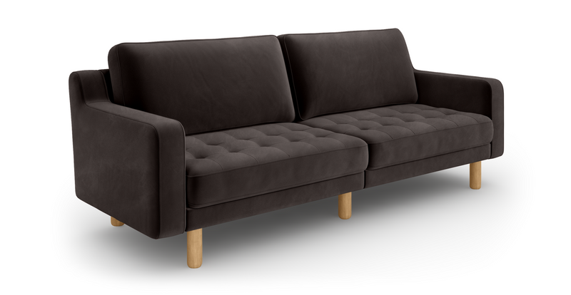 Modsy 3-Sitzer Sofa Groß Zylindrisch Holzbein - Samt