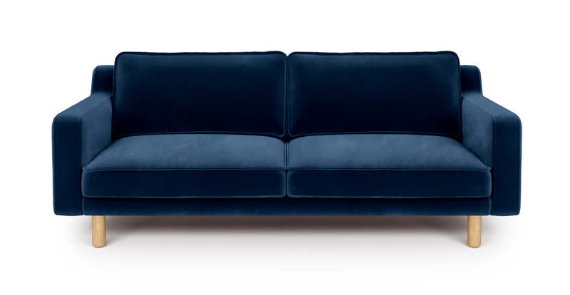 Klem Slim 3-Sitzer Sofa Zylindrisch Holzbein - Samt