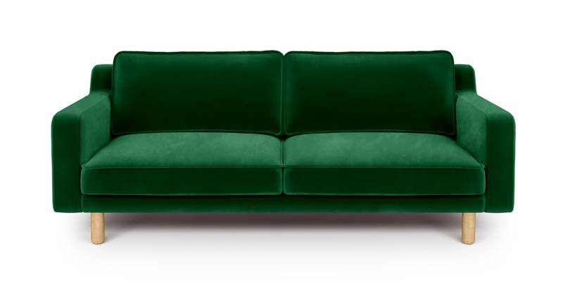 Klem Slim 3-Sitzer Sofa Zylindrisch Holzbein - Samt