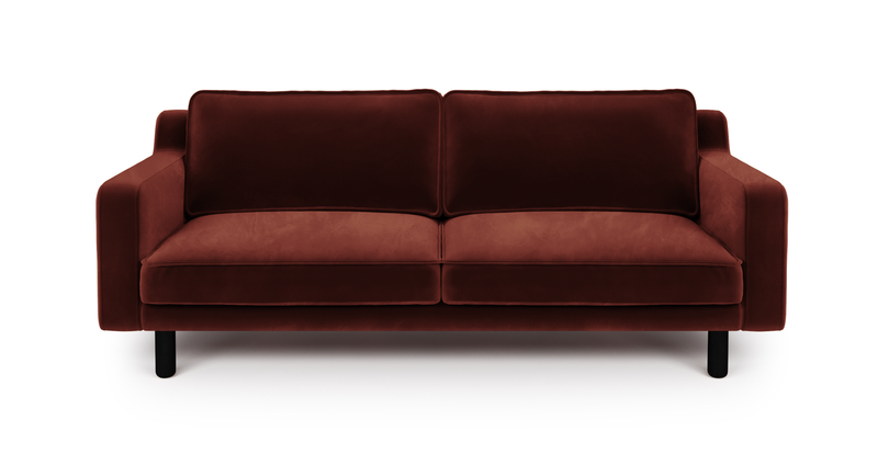 Klem Slim 3-Sitzer Sofa Zylindrisch Holzbein - Samt